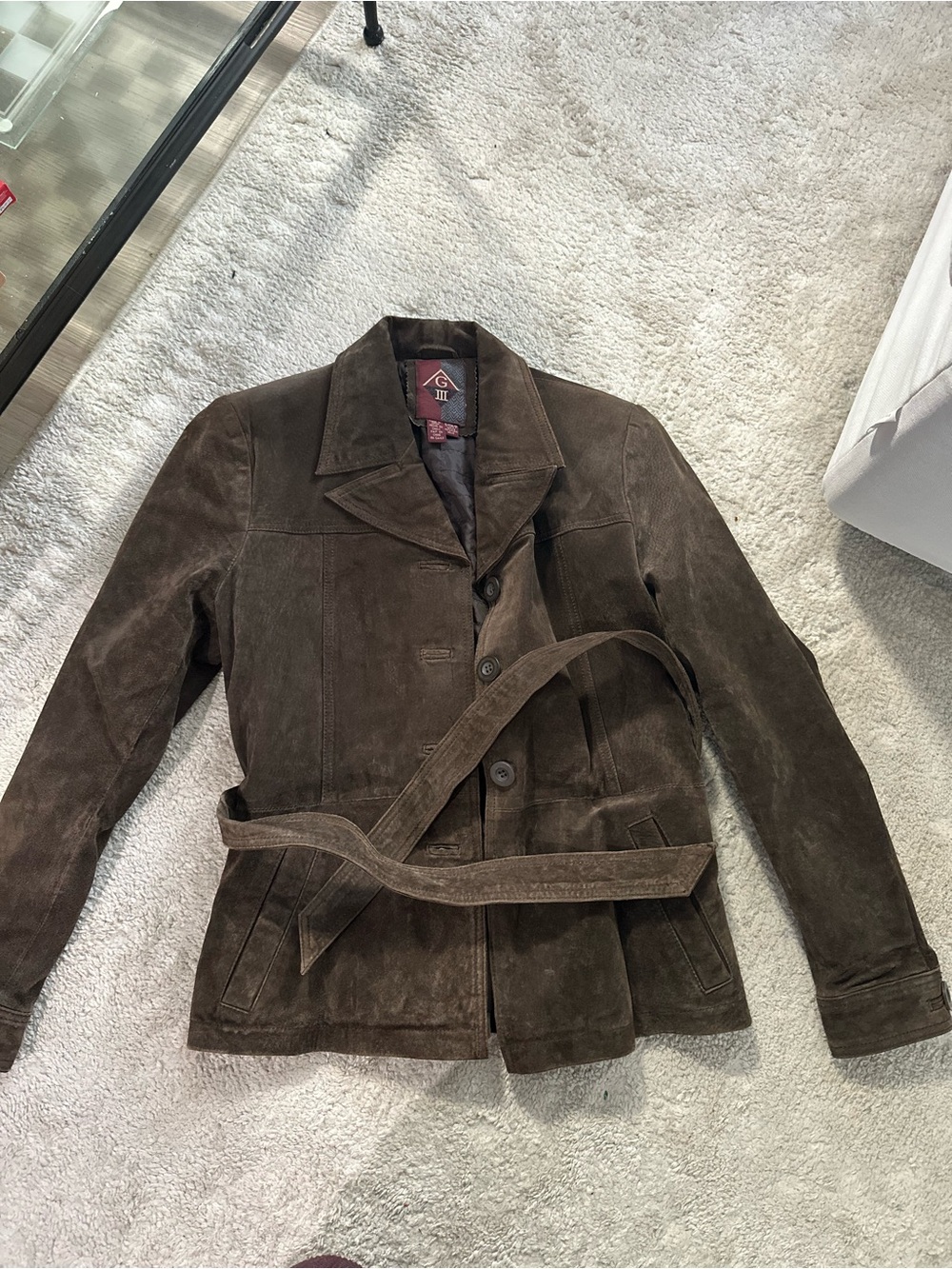 Women’s vintage Brown Suede Belted Jacket